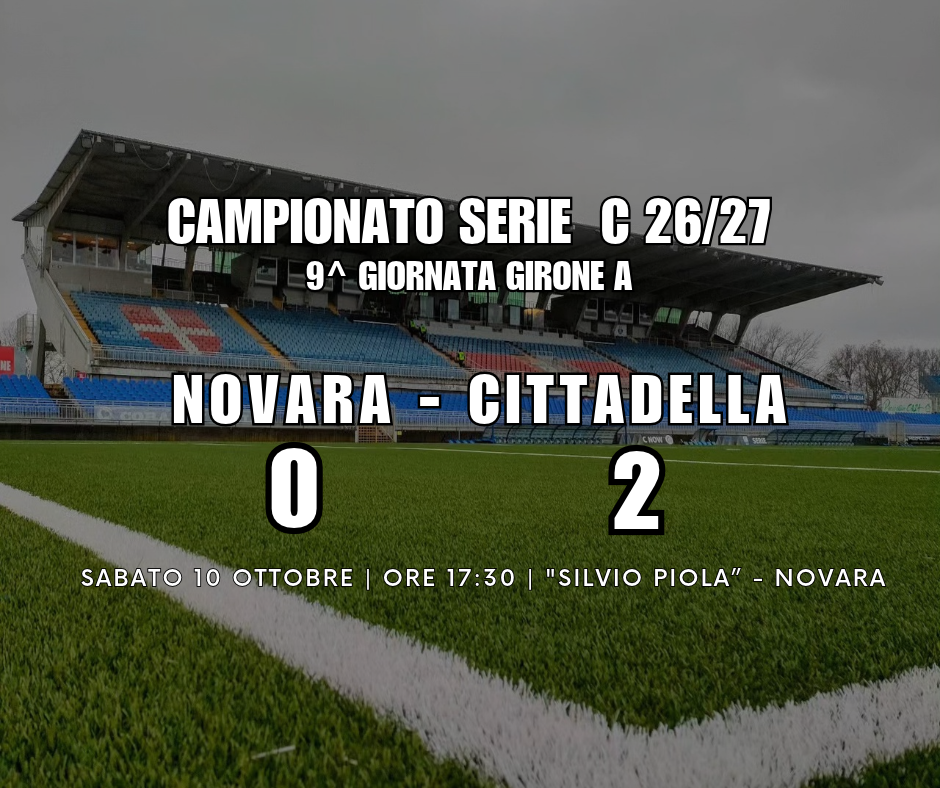 Novara-Cittadella 0-2: il tabellino